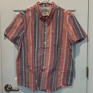 Men's Original Penguin Vertical Stripe Short Sleeve Button-Down Shirt